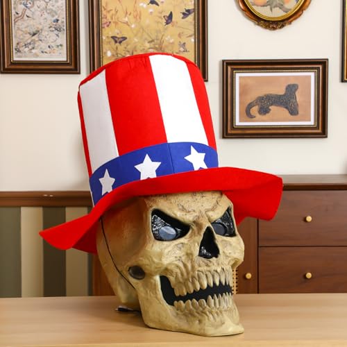 Geyoga Skelett-Zubehör, Gedenktag, 3,6 m, Skelett, patriotischer Stern, rot, blau, weiß, Hut, Outdoor, 4. Juli, riesiger Skelly-Kostüm, Kleidung für Unabhängigkeitstag, Garten, Rasen-Dekoration Geyoga Skelett-Zubehör, Gedenktag, 3,6 m, Skelett, patriotischer Stern, rot, blau, weiß, Hut, Outdoor, 4. Juli, riesiger Skelly-Kostüm, Kleidung für Unabhängigkeitstag, Garten, Rasen-Dekoration von Geyoga