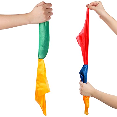 Magic Scarf 2 Stück Einstecktuch Requisiten Schal Farbwechsel Taschentuch Easy Einstecktuch Magic Trick Street Magic Trick Requisiten für Kinderpartys Geburtstag Blau Gelb Rot Grün von Geyoga