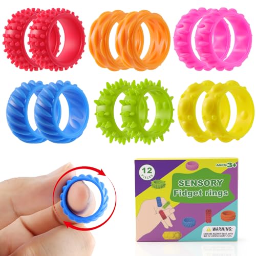 Gezimetie 12 Stück Fidget Ringe Sensorik Spielzeug für Kinder & Erwachsene – Anti Stress Autis-mus AD-HD Beruhigend Toys, Leise Fidget Toys für Angstabbau Gezimetie 12 Stück Fidget Ringe Sensorik Spielzeug für Kinder & Erwachsene – Anti Stress Autis-mus AD-HD Beruhigend Toys, Leise Fidget Toys für Angstabbau von Gezimetie
