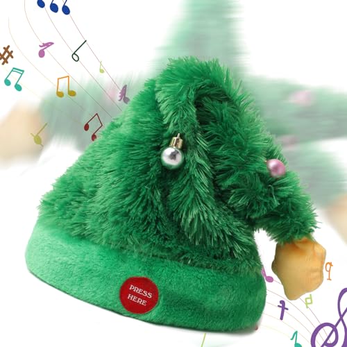 Gfilay Elektrische Weihnachtsmütze mit Musik, schwingender Baum, Plüsch, singend und tanzend, elektrische Weihnachtsmannmütze, interaktive musikalische Weihnachtsmütze für Erwachsene und Kinder, Gfilay Elektrische Weihnachtsmütze mit Musik, schwingender Baum, Plüsch, singend und tanzend, elektrische Weihnachtsmannmütze, interaktive musikalische Weihnachtsmütze für Erwachsene und Kinder, von Gfilay