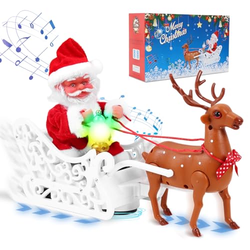 Gfilay Elektro-Weihnachtsmann mit Rentieren und Schlittenspielzeug, der mit Jingle Bell Rock singt und Tanzt, Weihnachtsdeko mit Musik und Lichtern, eine lustige Geschenkidee für Kinder und Familie Gfilay Elektro-Weihnachtsmann mit Rentieren und Schlittenspielzeug, der mit Jingle Bell Rock singt und Tanzt, Weihnachtsdeko mit Musik und Lichtern, eine lustige Geschenkidee für Kinder und Familie von Gfilay