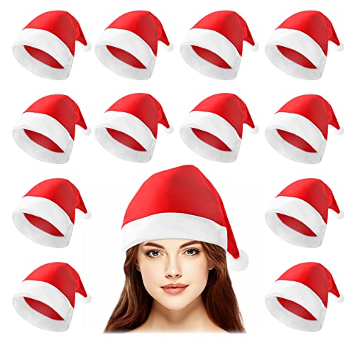 Gfilay Weihnachtsmütze, 12 Stück, für Erwachsene, traditionelle rote und weiße Filz-Hüte, Weihnachtsmütze für Urlaub, Party, Rot Gfilay Weihnachtsmütze, 12 Stück, für Erwachsene, traditionelle rote und weiße Filz-Hüte, Weihnachtsmütze für Urlaub, Party, Rot von Gfilay