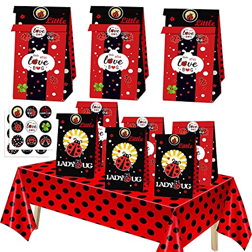 Partytüten mit Marienkäfer-Motiv, 30 Stück, mit 2 Tischdecken, rot und schwarz gepunktet, Tischdecke und Süßigkeitenschachteln aus Papier für Geburtstagsparty, Dekoration, Zubehör Partytüten mit Marienkäfer-Motiv, 30 Stück, mit 2 Tischdecken, rot und schwarz gepunktet, Tischdecke und Süßigkeitenschachteln aus Papier für Geburtstagsparty, Dekoration, Zubehör von Ghberll
