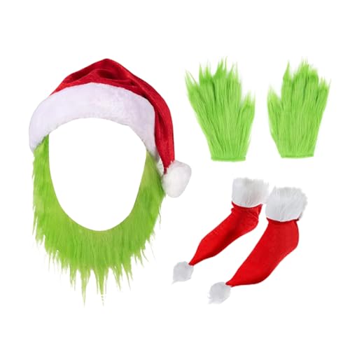 Ghirting Kostüm Erwachsene,Pelzige Weihnachtsmann-Outfits | Weihnachtsmann-Anzüge mit Socken, Mütze und Handschuhen, bärtig, lustige Cosplay-Kostü -Requisiten von Ghirting