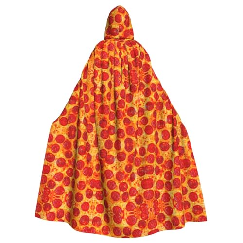 Ghjkfbf 3D Pizza Pepperoni Print Halloween Kapuzenumhang Erwachsene Stilvoller Umhang für Karneval Mottopartys Cosplays von Ghjkfbf