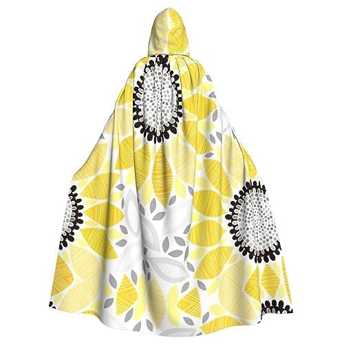Ghjkfbf Abstrakter Sonnenblumen-Druck, Halloween, Kapuzenumhang, Erwachsene, stilvoller Umhang für Karneval, Mottopartys, Cosplays von Ghjkfbf
