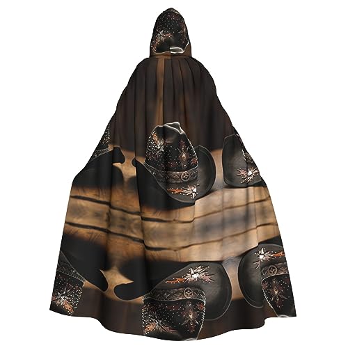 Ghjkfbf American West Rodeo Hut Druck Halloween Kapuzenumhang Erwachsene Stilvoller Umhang für Karneval Mottopartys Cosplays von Ghjkfbf
