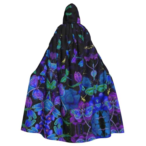 Ghjkfbf Blauer Libellen-Druck, Halloween-Kapuzenumhang für Erwachsene, stilvoller Umhang für Karneval, Motto-Partys, Cosplays von Ghjkfbf