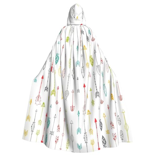 Ghjkfbf Bunte, handgezeichnete Kunst mit Pfeilen im Boho-Stil, Halloween-Kapuzenumhang für Erwachsene, stilvoller Umhang für Karneval, Mottopartys, Cosplays von Ghjkfbf