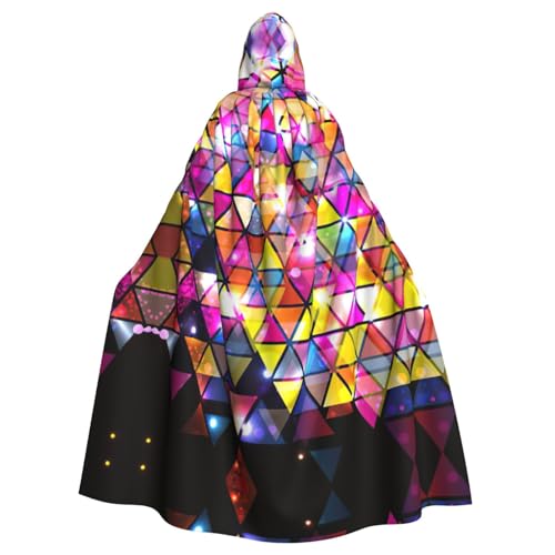 Ghjkfbf Farbenfroher geometrischer Dreiecks-Druck, Halloween-Kapuzenumhang für Erwachsene, stilvoller Umhang für Karneval, Motto-Partys, Cosplays von Ghjkfbf