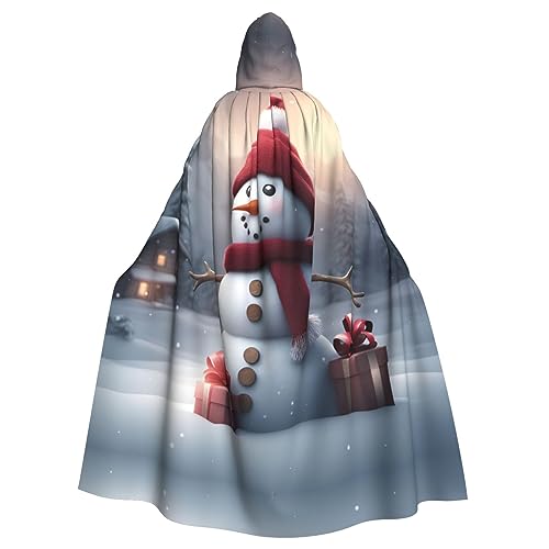 Ghjkfbf Frohe Weihnachten süßer Schneemann 1 Druck Halloween Kapuzenumhang Erwachsene Stilvoller Umhang für Karneval Mottopartys Cosplays von Ghjkfbf