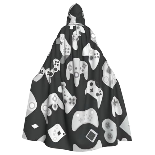 Ghjkfbf Game-Controller-Druck, Halloween, Kapuzenumhang, Erwachsene, stilvoller Umhang für Karneval, Mottopartys, Cosplays von Ghjkfbf