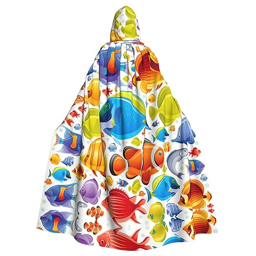 Ghjkfbf Halloween-Kapuzenumhang mit Cartoon-Fischdruck, für Erwachsene, stilvoller Umhang für Karneval, Mottopartys, Cosplays Ghjkfbf Halloween-Kapuzenumhang mit Cartoon-Fischdruck, für Erwachsene, stilvoller Umhang für Karneval, Mottopartys, Cosplays von Ghjkfbf