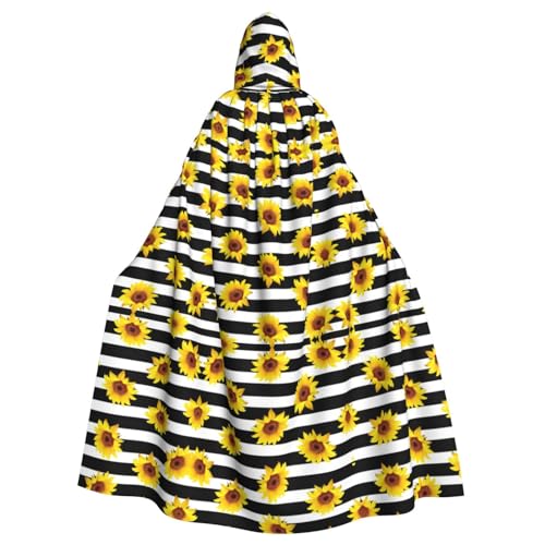 Ghjkfbf Halloween-Kapuzenumhang mit Sonnenblumen-Aufdruck, für Erwachsene, stilvoll, für Karneval, Mottopartys, Cosplays von Ghjkfbf