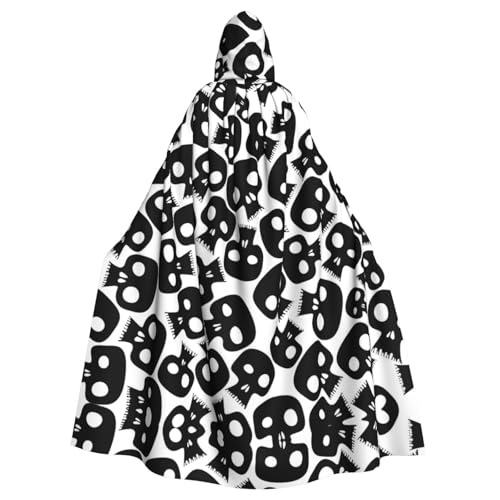 Ghjkfbf Halloween-Kapuzenumhang mit Totenkopf-Aufdruck, für Erwachsene, stilvoller Umhang für Karneval, Motto-Partys, Cosplays von Ghjkfbf
