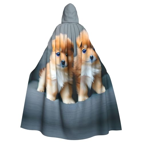 Ghjkfbf Halloween-Kapuzenumhang mit Zwergspitz-Motiv, für Erwachsene, stilvoller Umhang für Karneval, Mottopartys, Cosplays von Ghjkfbf