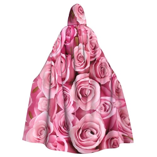Ghjkfbf Halloween-Kapuzenumhang mit rosa Rosen-Aufdruck, für Erwachsene, stilvoll, für Karneval, Mottopartys, Cosplays von Ghjkfbf