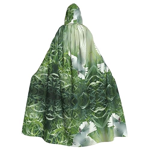 Ghjkfbf Halloween-Umhang mit Kapuze und Gras- und Tauben-Druck, für Erwachsene, stilvoller Umhang für Karneval, Motto-Partys, Cosplays von Ghjkfbf