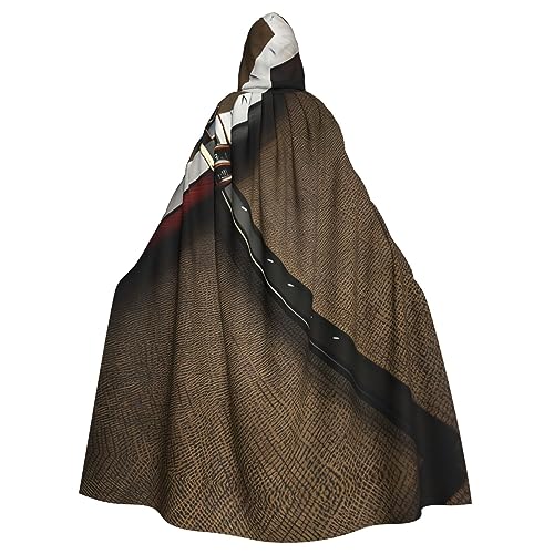 Ghjkfbf Japanischer Samurai-Schwert-Druck, Halloween-Kapuzenumhang für Erwachsene, stilvoller Umhang für Karneval, Motto-Partys, Cosplays von Ghjkfbf