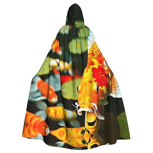 Ghjkfbf Japanischer hübscher Koi-Fisch-Druck, Halloween-Kapuzenumhang für Erwachsene, stilvoller Umhang für Karneval, Mottopartys, Cosplays von Ghjkfbf