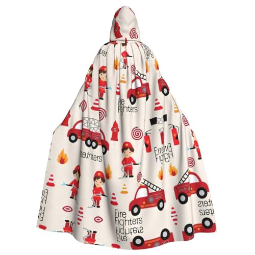 Ghjkfbf Kapuzenumhang für kleine Jungen und Mädchen im Feuerwehrmann-Druck, für Erwachsene, stilvoller Umhang für Karneval, Motto-Partys, Cosplays von Ghjkfbf