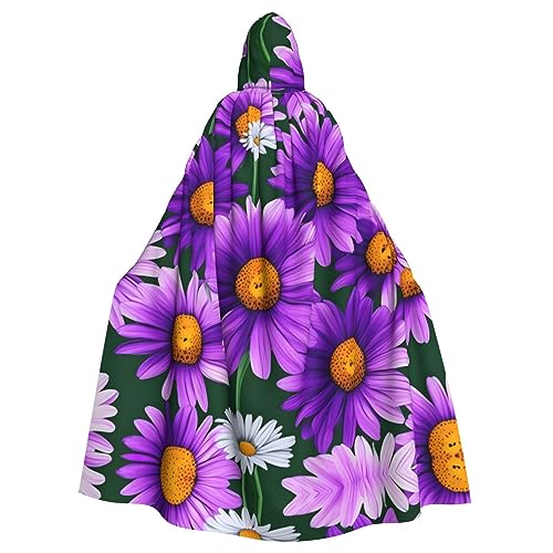 Ghjkfbf Lila Gänseblümchen-Druck, Halloween-Kapuzenumhang für Erwachsene, stilvoller Umhang für Karneval, Motto-Partys, Cosplays von Ghjkfbf