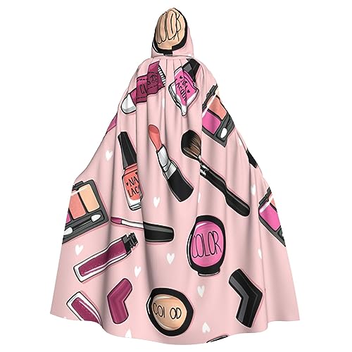 Ghjkfbf Moderner Mädchen-Kosmetik-Druck, Halloween, Kapuzenumhang, Erwachsene, stilvoller Umhang für Karneval, Motto-Partys, Cosplays von Ghjkfbf
