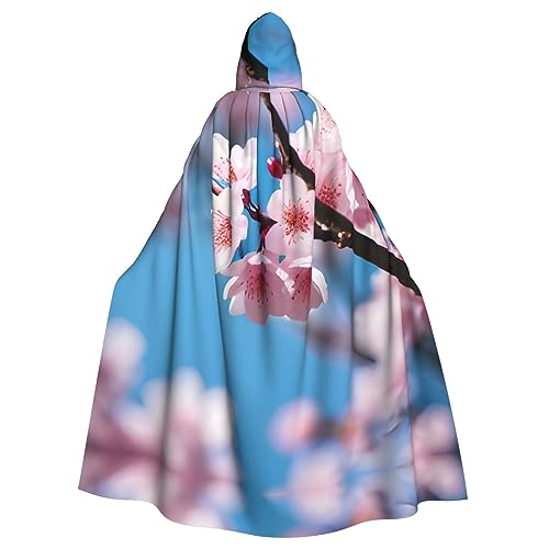 Ghjkfbf Rosa Kirschblüten-Druck, Halloween-Kapuzenumhang für Erwachsene, stilvoller Umhang für Karneval, Motto-Partys, Cosplays von Ghjkfbf