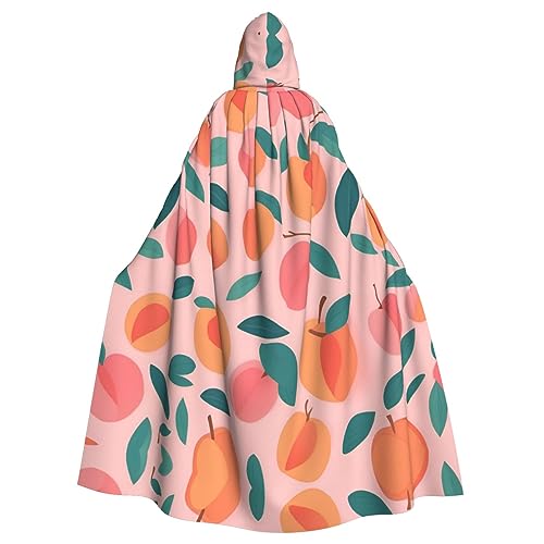Ghjkfbf Rosa Pfirsichmuster nahtlos Muster Druck Halloween Mantel mit Kapuze Erwachsene Stilvolle Cape für Karnevale Mottopartys Kostüme von Ghjkfbf