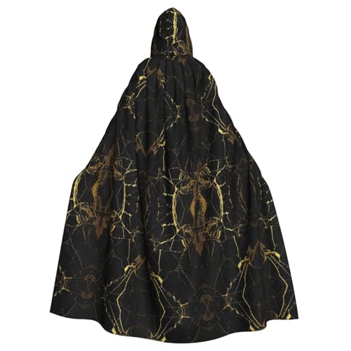 Ghjkfbf Stilvoller Umhang mit goldfarbener Marmorierung und Textur, Halloween, Kapuzenumhang für Erwachsene, stilvoller Umhang für Karneval, Motto-Partys, Cosplays von Ghjkfbf