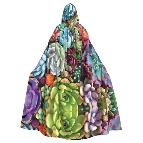 Ghjkfbf Süßer Sukkulenten-Druck, Halloween-Kapuzenumhang für Erwachsene, stilvoller Umhang für Karneval, Mottopartys, Cosplays von Ghjkfbf