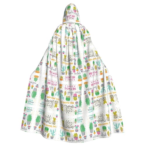 Ghjkfbf Sukkulenten Kaktusdruck Halloween Mantel mit Kapuze Erwachsene stilvolle Umhang für Karneval Themenpartys Cosplay von Ghjkfbf