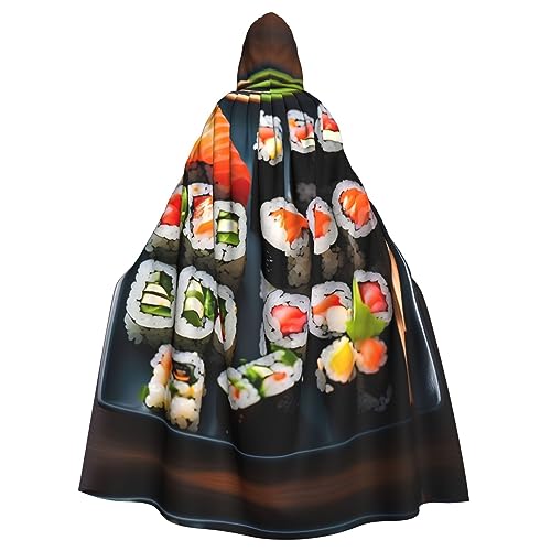 Ghjkfbf Sushi-Muster Druck Halloween Kapuzenumhang Erwachsene Stilvoller Umhang für Karneval Mottopartys Cosplays von Ghjkfbf
