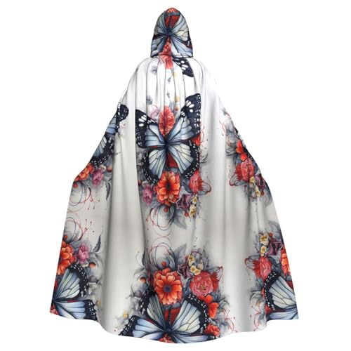 Ghjkfbf Umhang mit Blumen- und Schmetterlings-Aufdruck, Halloween, mit Kapuze, für Erwachsene, stilvoll, für Karneval, Mottopartys, Cosplays Ghjkfbf Umhang mit Blumen- und Schmetterlings-Aufdruck, Halloween, mit Kapuze, für Erwachsene, stilvoll, für Karneval, Mottopartys, Cosplays von Ghjkfbf