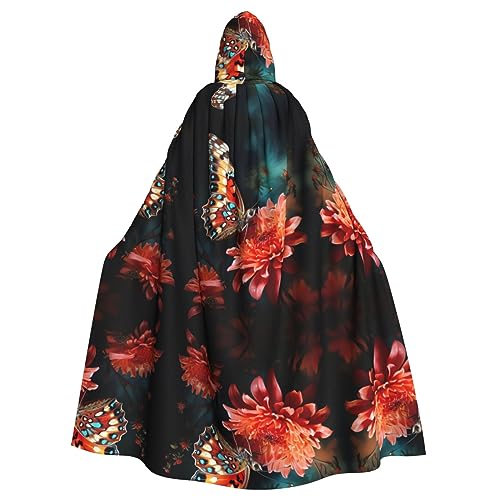 Ghjkfbf Umhang mit Blumen- und Schmetterlings-Aufdruck, Halloween, mit Kapuze, für Erwachsene, stilvoll, für Karneval, Mottopartys, Cosplays Ghjkfbf Umhang mit Blumen- und Schmetterlings-Aufdruck, Halloween, mit Kapuze, für Erwachsene, stilvoll, für Karneval, Mottopartys, Cosplays von Ghjkfbf