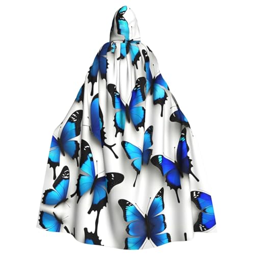 Ghjkfbf Umhang mit vielen blauen Schmetterlingen und Kapuze, für Erwachsene, stilvoll, für Karneval, Mottopartys, Cosplays Ghjkfbf Umhang mit vielen blauen Schmetterlingen und Kapuze, für Erwachsene, stilvoll, für Karneval, Mottopartys, Cosplays von Ghjkfbf