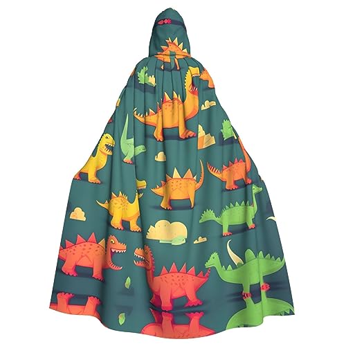 Ghjkfbf Viele kleine Dinosaurier-Print Halloween Mantel mit Kapuze Erwachsene stilvolle Umhang für Karneval Themenpartys Cosplays von Ghjkfbf
