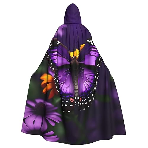 Ghjkfbf Violetter Schmetterlings- und Blumendruck, Halloween-Kapuzenumhang für Erwachsene, stilvoller Umhang für Karneval, Mottopartys, Cosplays Ghjkfbf Violetter Schmetterlings- und Blumendruck, Halloween-Kapuzenumhang für Erwachsene, stilvoller Umhang für Karneval, Mottopartys, Cosplays von Ghjkfbf
