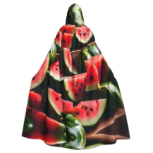 Ghjkfbf Wassermelone frisches Obst Print Halloween Mantel mit Kapuze Erwachsene stilvolle Umhang für Karneval Themenpartys Cosplays von Ghjkfbf