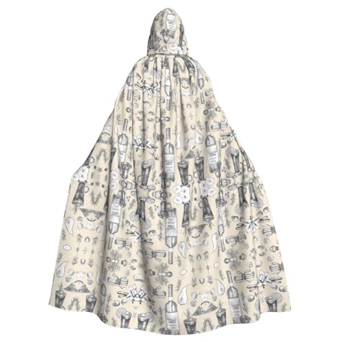 Ghjkfbf Wein & Weinerei Weingut Druck Traubenfeld Halloween Mantel mit Kapuze Erwachsene Stilvolle Cape für Karneval Mottoparty cosplay, schwarz von Ghjkfbf