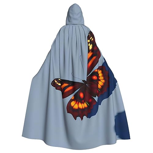 Ghjkfbf Wunderschöner Schmetterlings-Aufdruck, Halloween-Kapuzenumhang für Erwachsene, stilvoller Umhang für Karneval, Mottopartys, Cosplays von Ghjkfbf