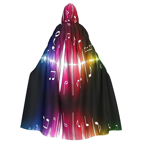 Ghjkfbf springen Musiknoten Druck Halloween Mantel mit Kapuze Erwachsene stilvolle Umhang für Karneval Themenpartys Cosplay von Ghjkfbf