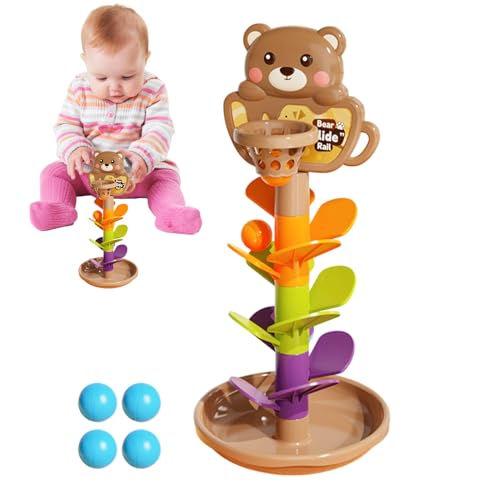 Ball Drop Toy, Interactive Basketball Stacking Ramp, Swirling Educational Activity, 12.99 Inches Fun Preschoolers Learning Toy, Developmental Play for Coordination and Motor Skills von Ghjkldha