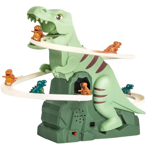 Dinosaur Toy Set, Stair Climbing Slide Playset, Musical Track Game with Lights, Realistic Roller Coaster for Indoor Outdoor Kids Party and Park Play, 5.51x6.69x7.87 Inches von Ghjkldha