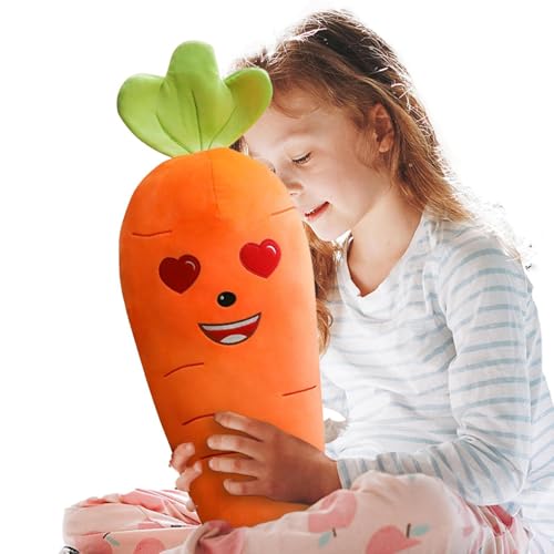 Gefüllter Karottenplüsch - 17,71 Zoll Karotten-Plüsch-Stofftier mit süßem Lächelngesicht,Kuscheliger Gemüseplüsch für Ostern, Heimdekoration, Foto-Requisiten, Ostergeschenke für Kinder von Ghjkldha