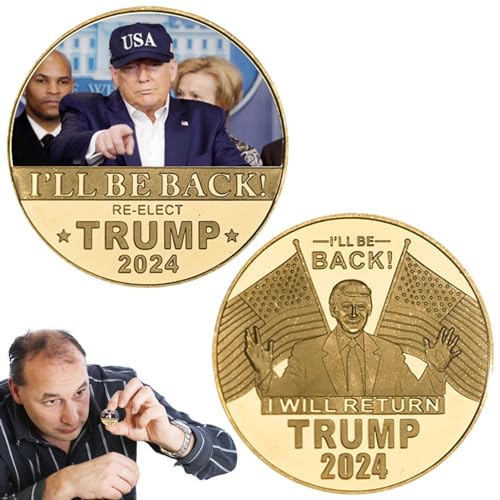 Ghjkldha 2024 Trump-Münze - Vergoldete Gedenkmünzen für die Präsidentschaftskampagne 2024,Gedenkmünzen 2024, Goldmünzen als Sammlergeschenk, patriotische Sammlung, Münzsammlung, Heimdekoration von Ghjkldha