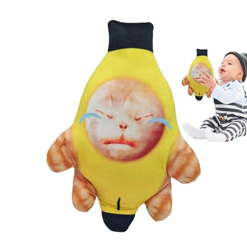 Ghjkldha Bananenkatzenspielzeug, Bananenkatzenplüsch | Bananenkatze Stofftier - Bananenkatzen-Plüsch, weinende Bananenkatzen-Plüschkatze, lustiger Bananenkatzen-Schlüsselanhänger mit Sound für Kinder von Ghjkldha