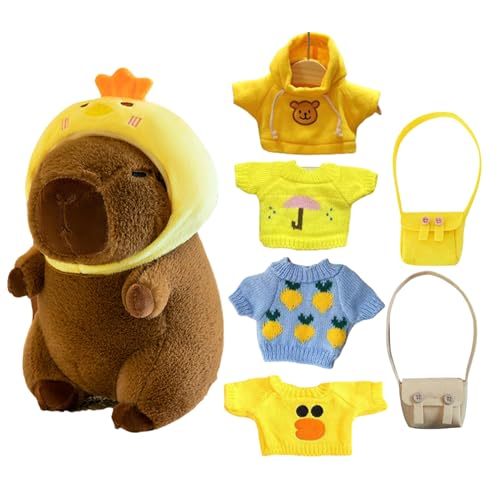 Ghjkldha Capybara Plush with Clothes, Capybara Hugging, Cute Stuffed Animal, Soft Dress Up Toy, 9 Inch Cartoon Doll Figure, Ideal for Girls Room Decor and Cuddly Companions von Ghjkldha