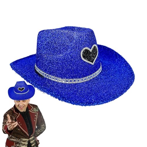 Ghjkldha Cowgirl-Hüte für Damen, Disco-Hut mit breiter Krempe, glitzernd, Party-Kopfbedeckung, Kostümzubehör für Halloween, Junggesellinnenabschied Ghjkldha Cowgirl-Hüte für Damen, Disco-Hut mit breiter Krempe, glitzernd, Party-Kopfbedeckung, Kostümzubehör für Halloween, Junggesellinnenabschied von Ghjkldha