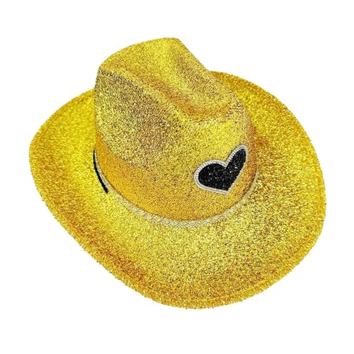 Ghjkldha Cowgirl-Hut Glitzer – Disco breite Krempe Cowboyhut glitzernd – Party-Kopfbedeckung, Kostümzubehör für Halloween Junggesellinnenabschied Ghjkldha Cowgirl-Hut Glitzer – Disco breite Krempe Cowboyhut glitzernd – Party-Kopfbedeckung, Kostümzubehör für Halloween Junggesellinnenabschied von Ghjkldha